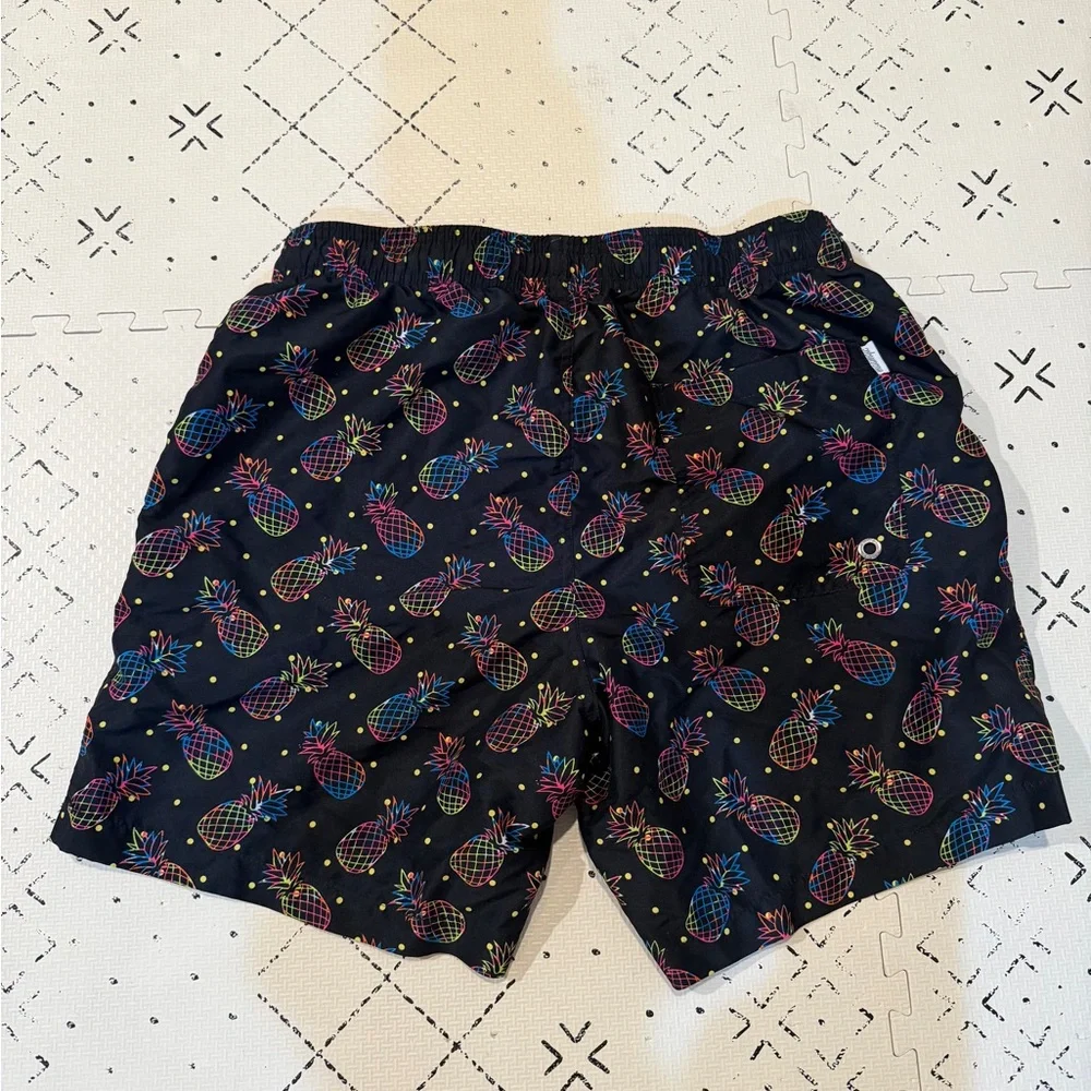 Maamgic Swim Trunks Shorts Mens M Black Pineapple‎ Print Mesh Lined